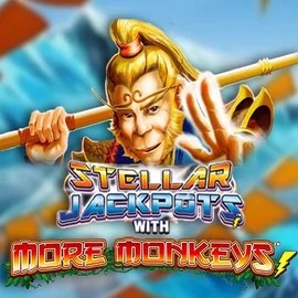 Stellar Jackpots with More Monkeys slot logo by Lightning Box Game at Cazeus Casino